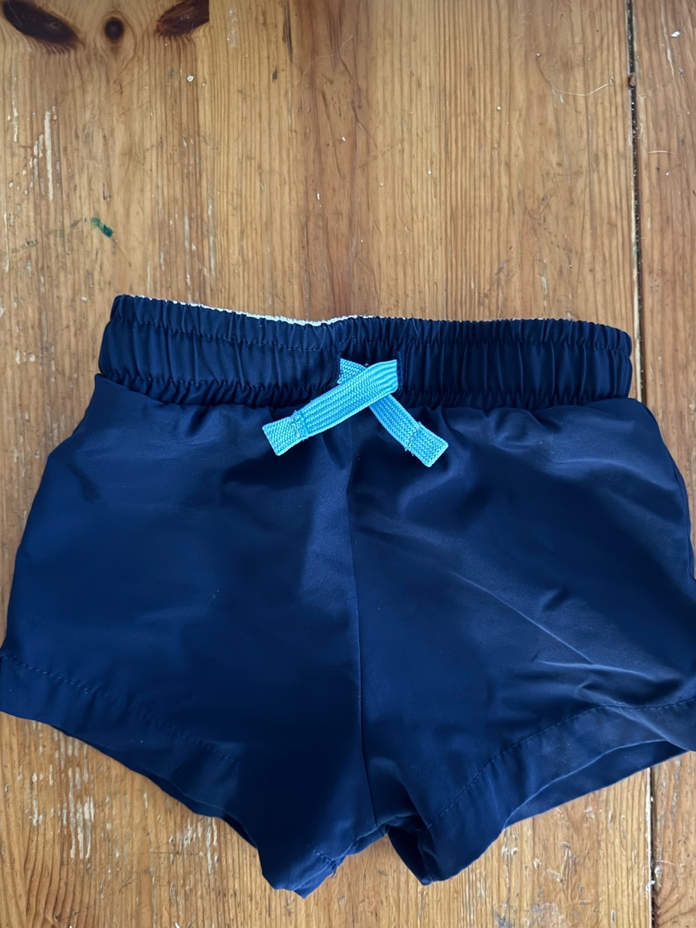 Cadets toddler  Navy Swim Shorts with Light Blue Drawstring